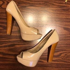 Platform Nude Chunky Heels